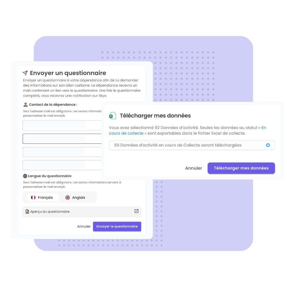Questionnaire et import de données dans Ekyo Carbon